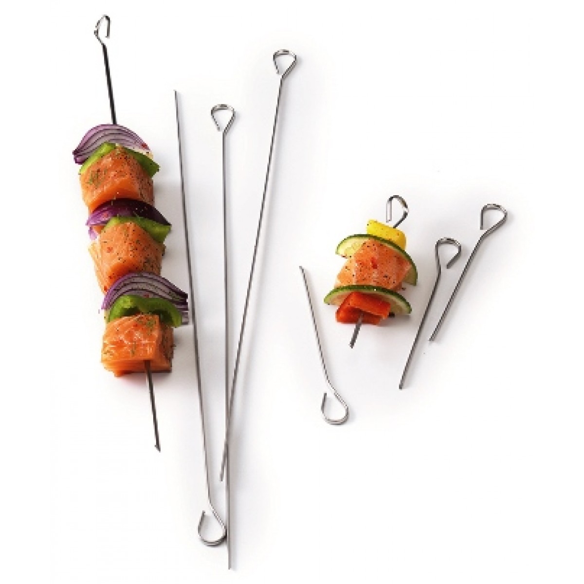 Tuofang 24 Pcs Piques à Brochette Inox 30cm - Brochettes Acier Inoxydable Réutilisables Pour Barbecue Viande Légumes